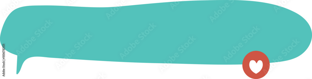 Teal Speech Bubble with Red Heart Icon on Minimalist Background