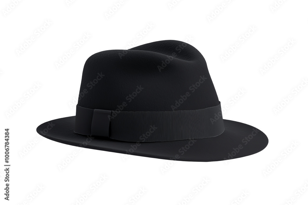 Elegant black fedora hat on a white isolated background. transparent background Elegant black fedora hat on a white isolated background. transparent background