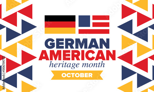 German-American Heritage Month. Happy holiday celebrate annual in October. Germany and United States flag. Culture month. Patriotic design. Poster, card, banner, template. Vector illustration