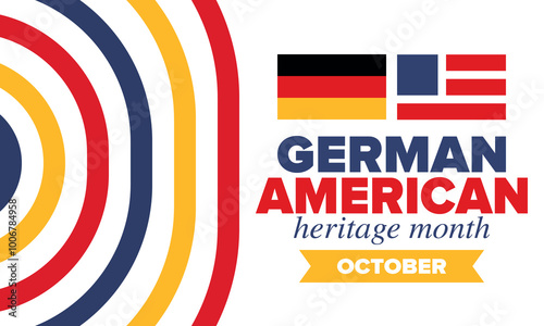 German-American Heritage Month. Happy holiday celebrate annual in October. Germany and United States flag. Culture month. Patriotic design. Poster, card, banner, template. Vector illustration