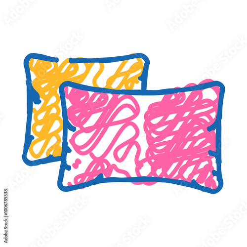 pillows bedroom interior doodle icon sketch vector. pillows bedroom interior sign. isolated symbol illustration