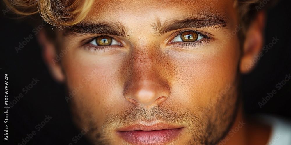 caucasion man, 26 years old, golden brown eye color, confident, firtatious, blonde caucasion man, 26 years old, golden brown eye color, confident, firtatious, blonde