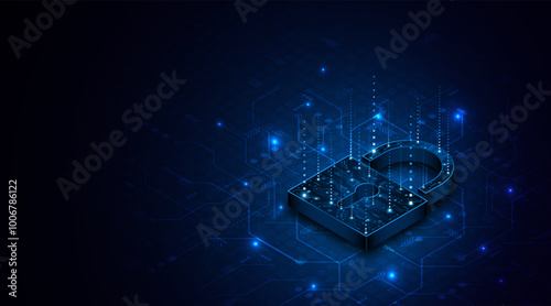 Lock icon. Cyber ​​security and data protection concepts and privacy. Innovative concept of advanced safety technology	