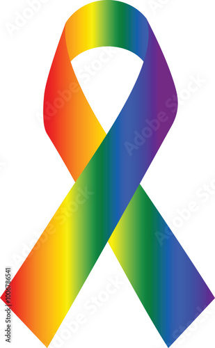 Rainbow color ribbon icon an international symbol of LGBTQ pride and LGBTQ social movements