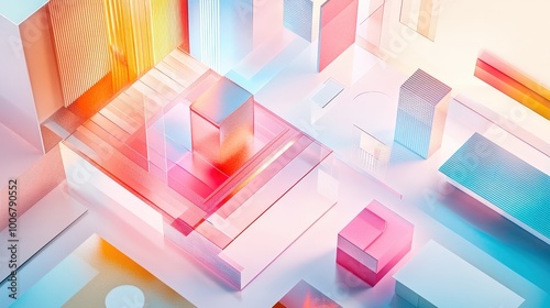 Fototapeta Naklejka Na Ścianę i Meble -  Vibrant Design Inspiration and Research Elements on Pastel Background with Cinematic Light and Minimalist Abstraction