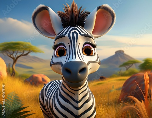 Cute Cartoon Zebra Characte...