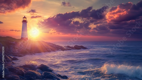 Lighthouse at Sunset