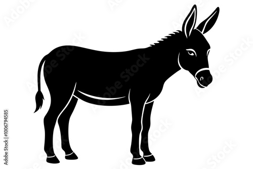 Sturdy Donkey Silhouette Standing Still with Long Ears