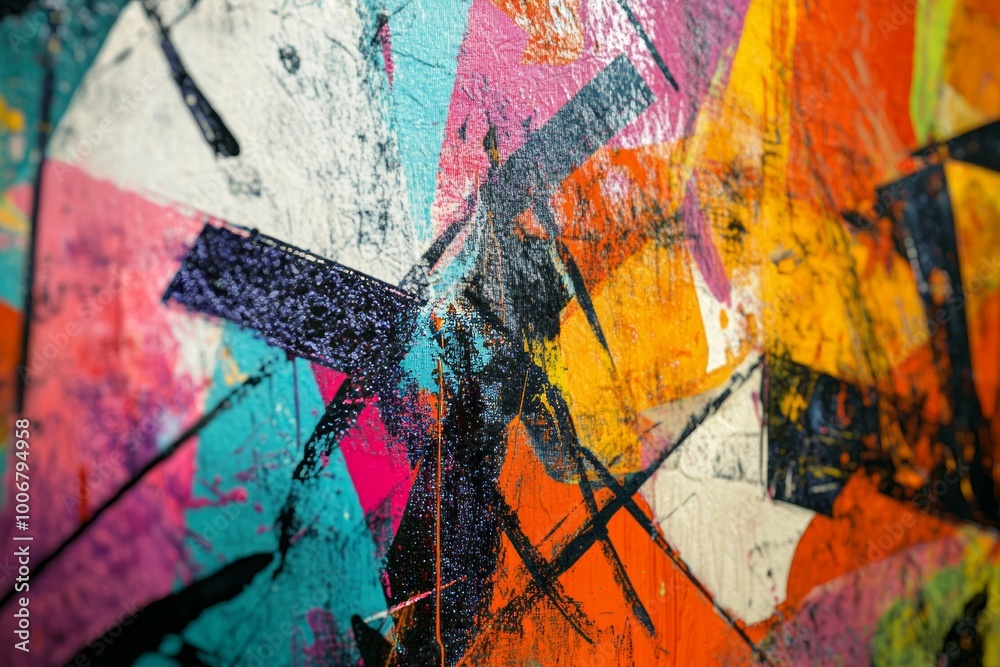 Fototapeta premium A bold abstract painting with vivid colors and dynamic brushstrokes that evokes emotion and lively expression through art.