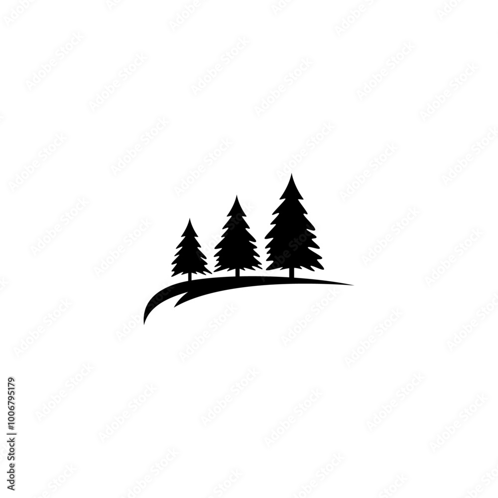 Fototapeta premium pine forest logo in flat silhouette vector design style