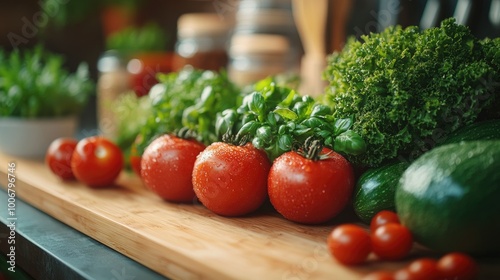 Fresh Vegetables on a Wooden Cutting Board