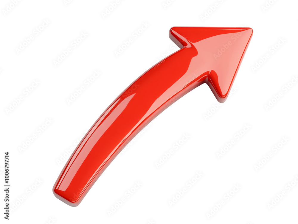 Red arrow, dynamic shape pointing upwards, white isolated background. transparent background Red arrow, dynamic shape pointing upwards, white isolated background. transparent background