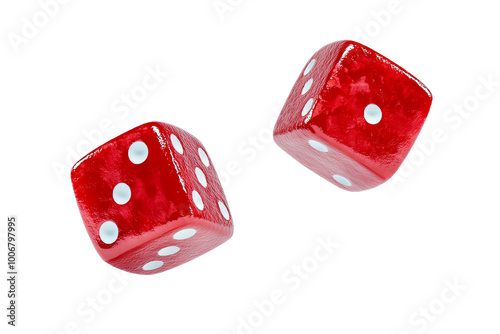 Red dice on a white isolate background transparent background
