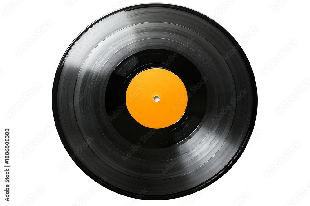 Old vinyl record on transparent background