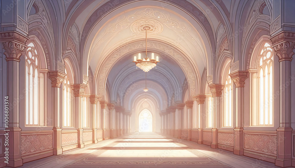 Mystical Castle Corridor with Soft Glowing Lights for Fantasy Visual Novel
Mystical Castle Corridor with Soft Glowing Lights for Fantasy Visual Novel