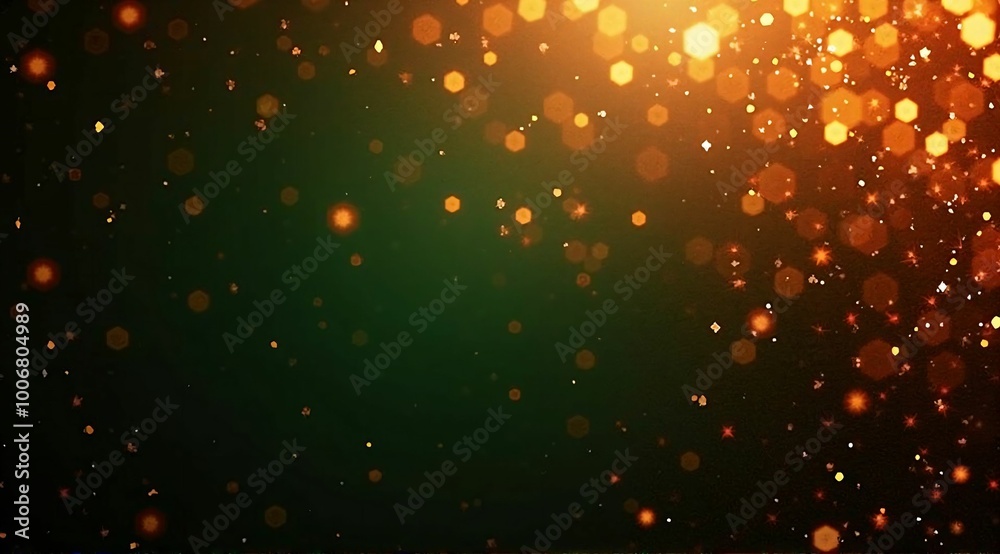 Fototapeta premium Festive Green and Gold Bokeh - Christmas Lights and Holiday Cheer
