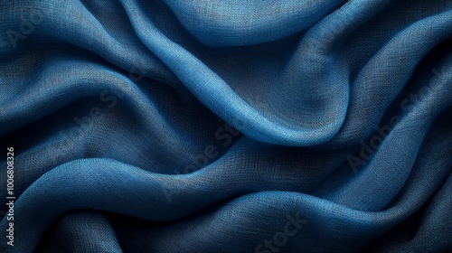 Flowing blue fabric texture, abstract background