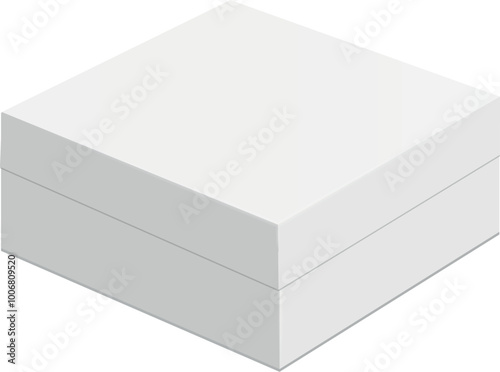 Closed square box. White paper realistic mockup