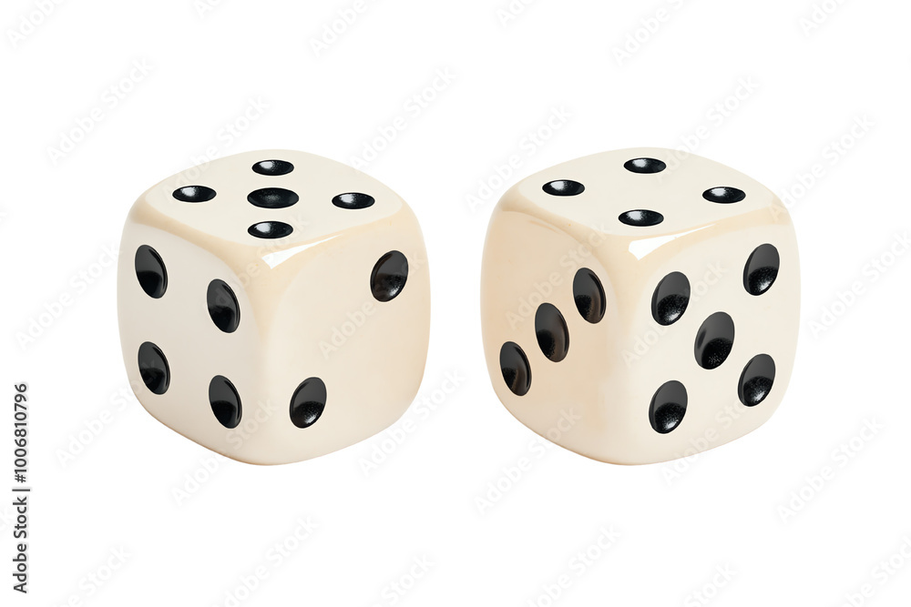 Two classic dice on a white isolated background. transparent background Two classic dice on a white isolated background. transparent background