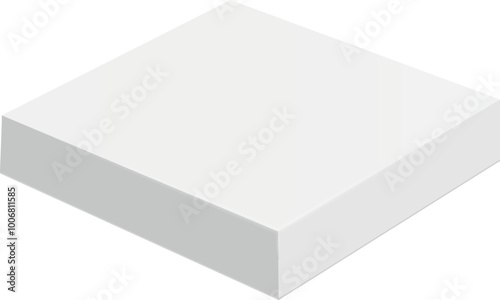 Square paper box lid realistic white mockup