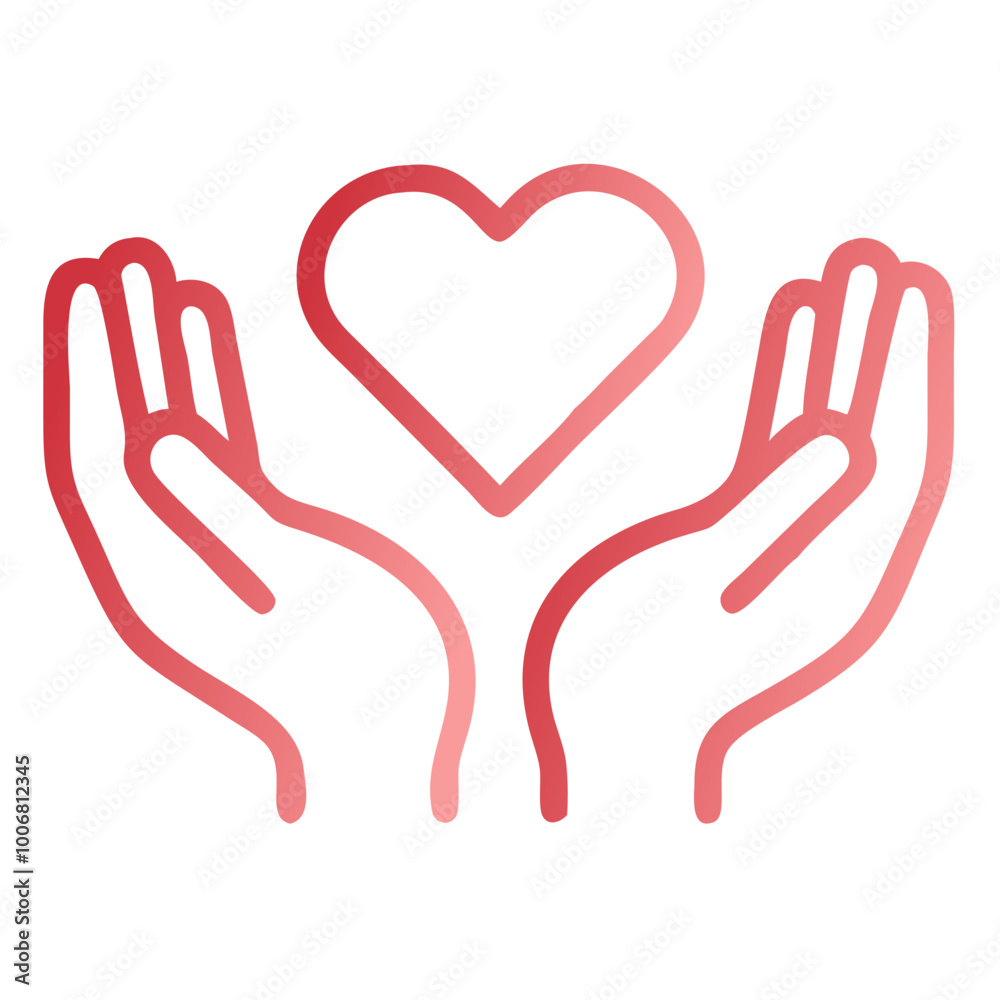 The heart in the palms of hands. Icon, logo, emblem, symbol. Kindness, charity, love, care. The heart in the palms of hands. Icon, logo, emblem, symbol. Kindness, charity, love, care.