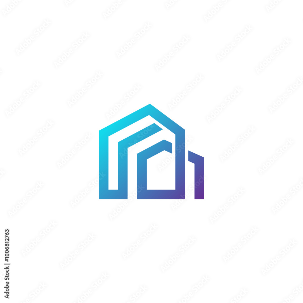 abstract house building logo in flat vector design
