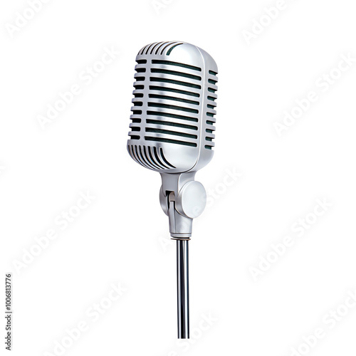 Vintage microphone, white isolate background transparent background