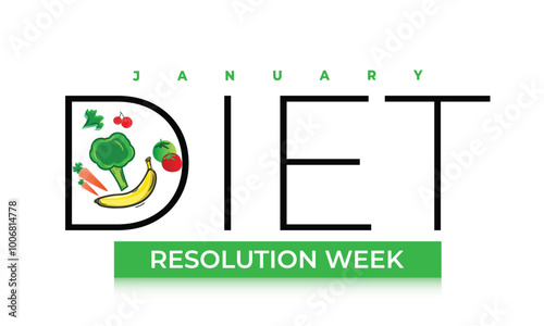 Diet Resolution week. background, banner, card, poster, template. Vector illustration.