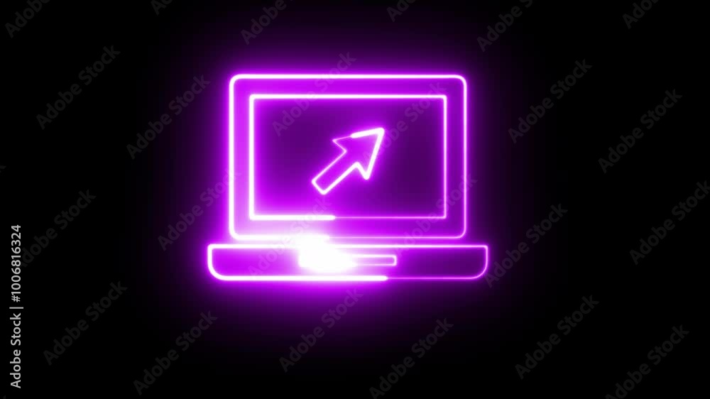 Neon Glowing Purple Screen Icon on Dark Background Neon Glowing Purple Screen Icon on Dark Background