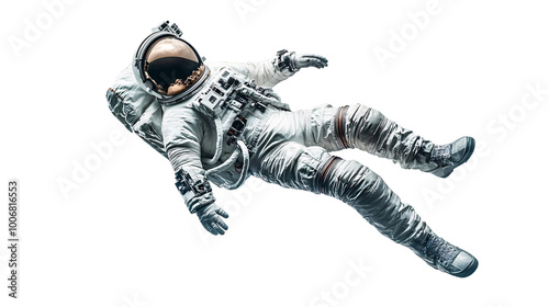Floating astronaut isolated on white background 