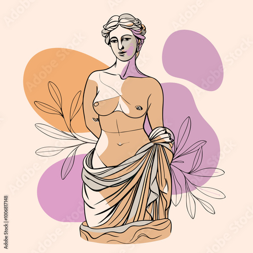 antique statue of venus vector illustration