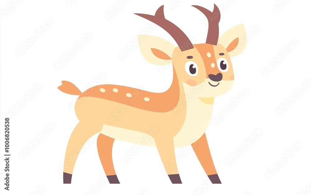 A cheerful cartoon deer with antlers frolicking in a lush meadow on a sunny day, embodying playfulness and nature's beauty A cheerful cartoon deer with antlers frolicking in a lush meadow on a sunny day, embodying playfulness and nature's beauty
