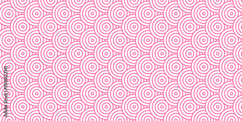 Seamless pattern with pink circles Overlapping Pattern Minimal diamond geometric transparent waves spiral and abstract circle wave line. 