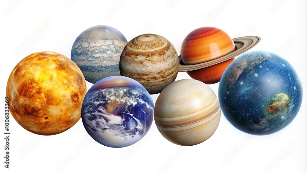 Colorful Collection of Celestial Bodies in Space Colorful Collection of Celestial Bodies in Space