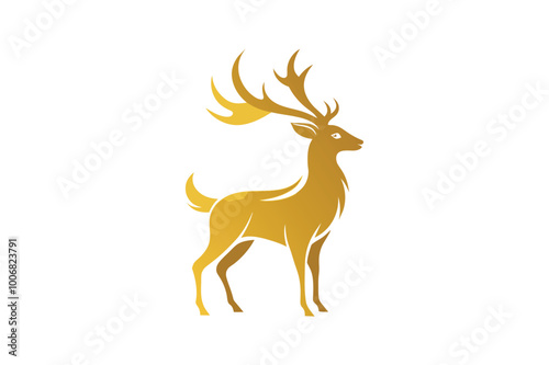  Golden dear logo vector art illustration