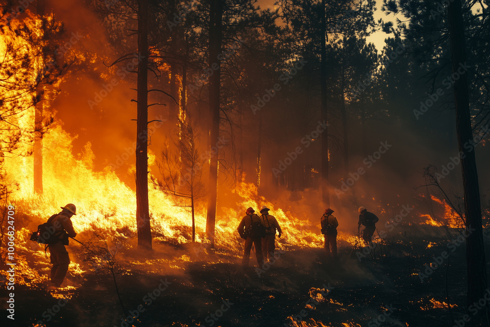Firefighters battling intense wildfire Firefighters battling intense wildfire