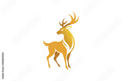  Golden dear logo vector art illustration