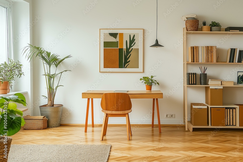 Warm and Inviting Home Office Setup