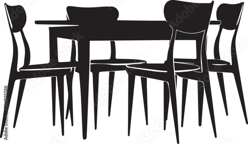 a vector silhouette image of a table on a white background Art & Illustration