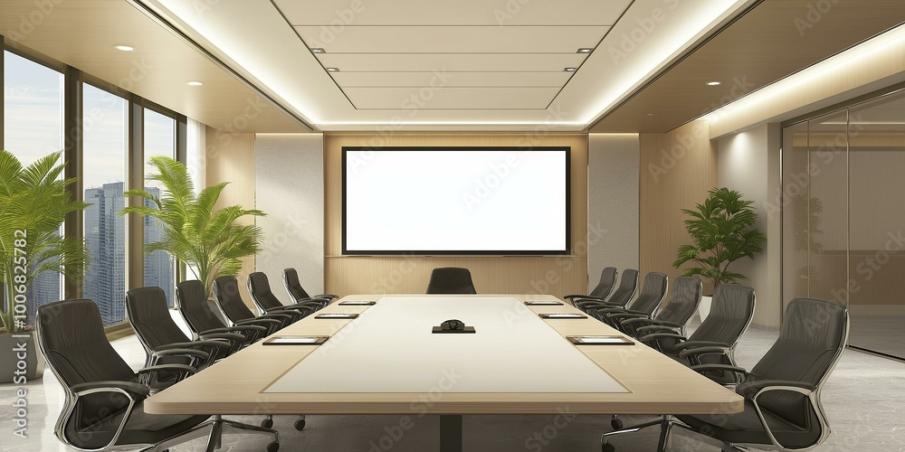 Sleek Modern Conference Room with City View