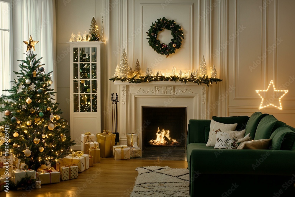 Cozy Christmas Living Room Setting