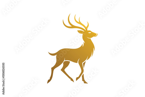  Golden dear logo vector art illustration