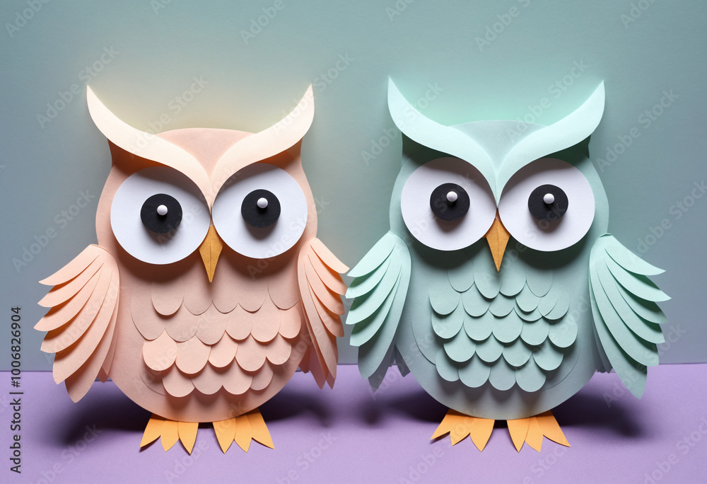 Fototapeta premium two owls on the branch