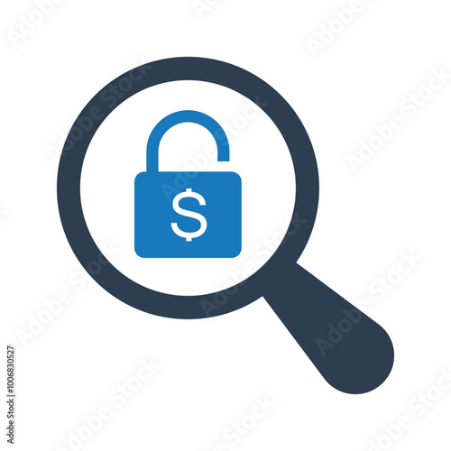 Lock money search icon