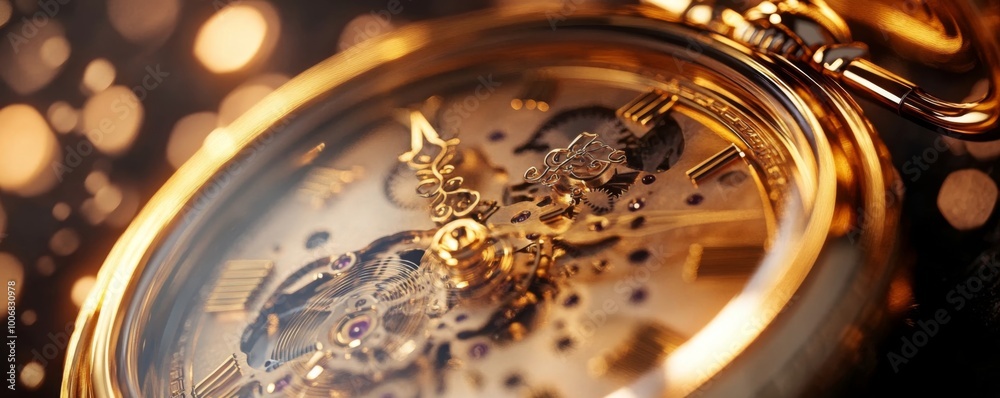 Elegant Golden Pocket Watch with Intricate Details Elegant Golden Pocket Watch with Intricate Details