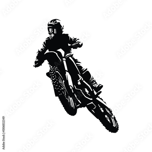 retro vintage dirt bike silhouette black and white illustration, Dirtbike Stunt Silhouettes,  Dirtbike Silhouette Scene, Retro Dirtbike Vector Art, Dirtbike Racing Illustration