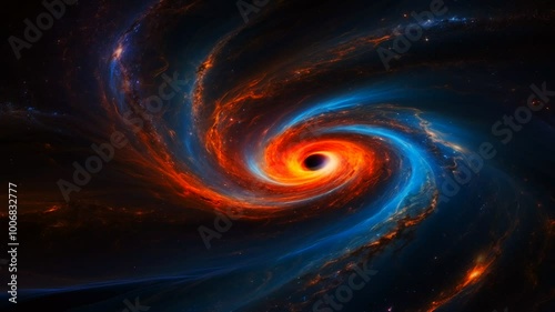 colorful spiral galaxy or black hole in the center. gives a futuristic impression. dark background. 4K