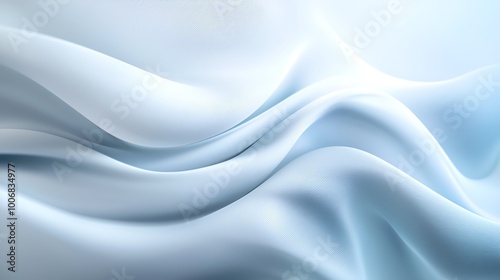 Gentle waves of soft, light blue fabric create an elegant and serene abstract background, perfect for design and decorative purposes.