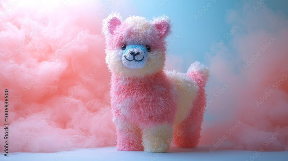 Fototapeta premium A piÃ±ata shaped like an animal, floating on a pastel backdrop,