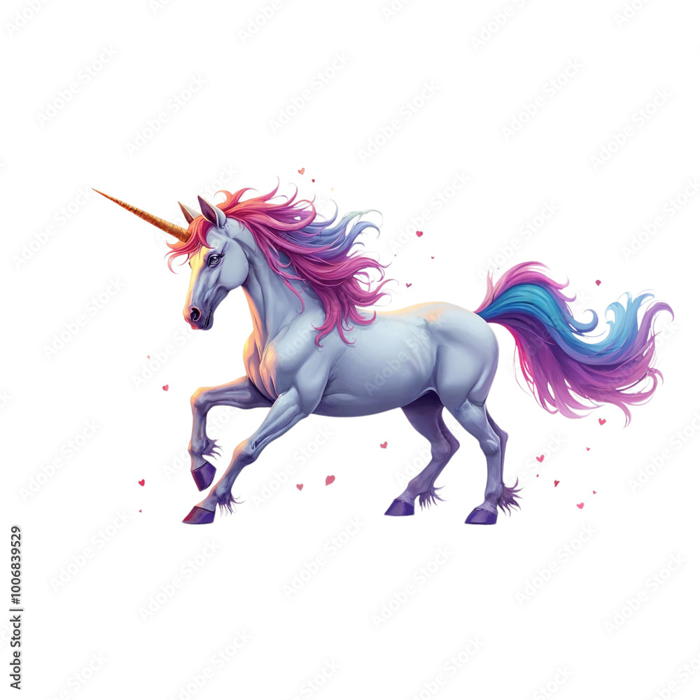 running unicorn horse ,isolated on white background , transparent png image running unicorn horse ,isolated on white background , transparent png image